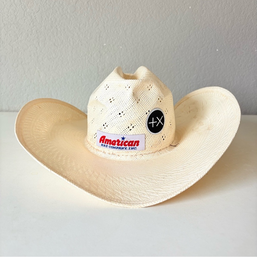 American Hat Co. Sand Straw Western Cowboy Tuff Hat Size 7 1/8 ~No Hat Band